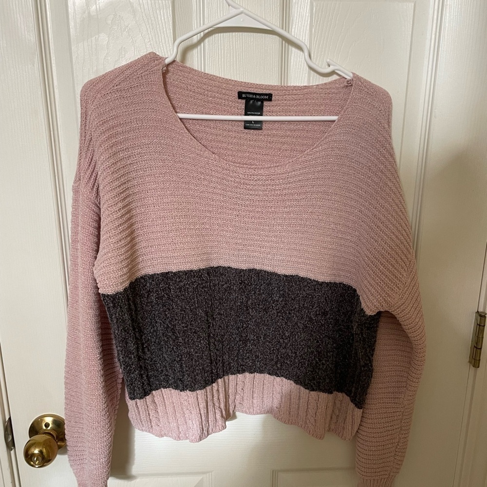 Express Pink and Gray Women's Sweater